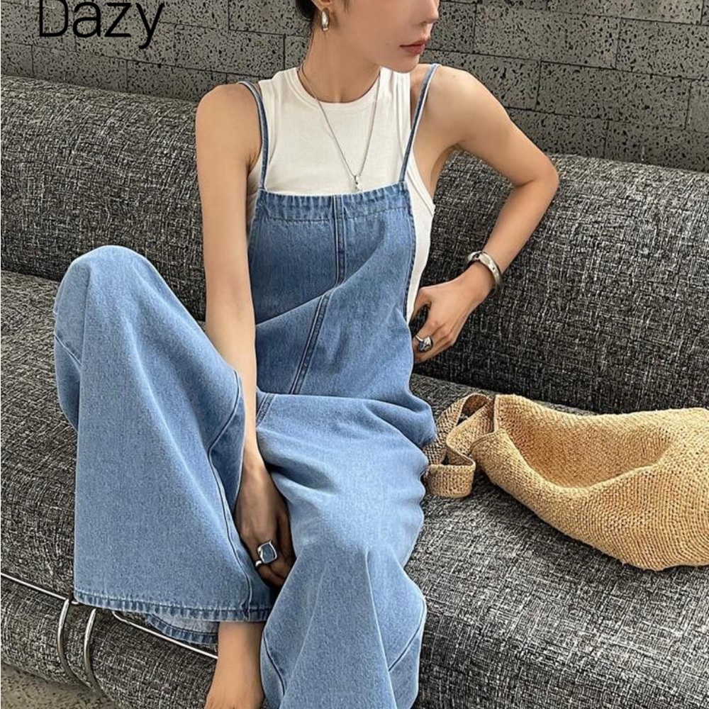 SHEIN Dazy Blue Denim Overalls